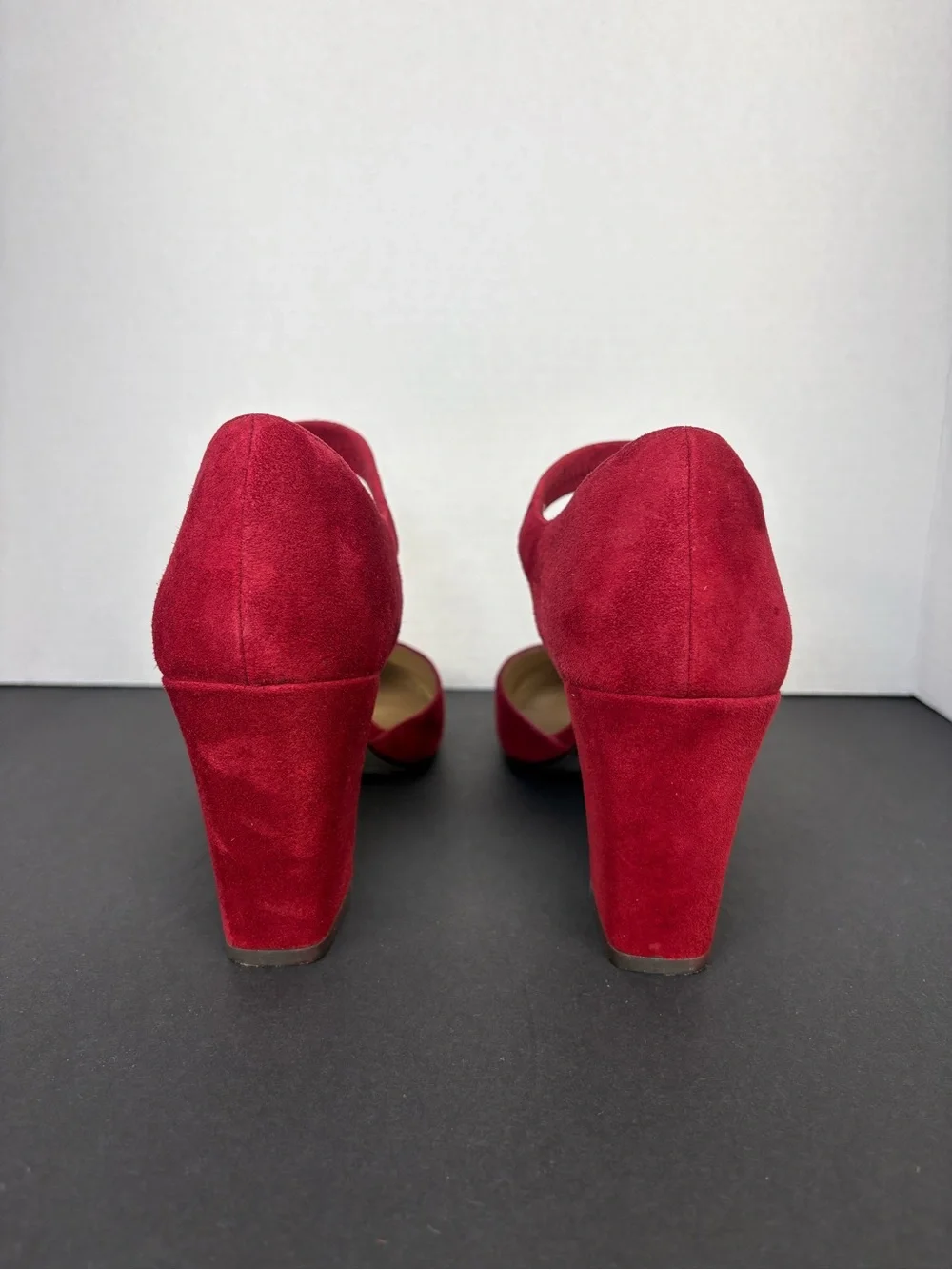 Mary Jane Block Heel Pumps in Burgundy red Suede 3 inch heel Size 8
